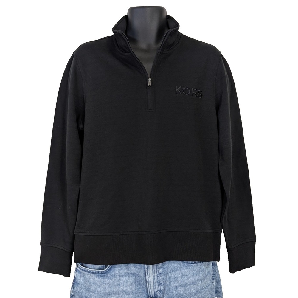 Michael Kors Men's NWT Black 1/4 Zip Pullover Sweatshirt Size Large $145 MSRP